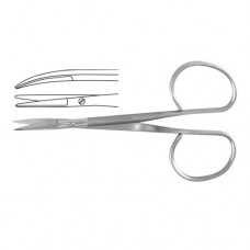 Ribbon Iris Scissor Curved - Flat Shanks - Blunt , 10 cm - 4"